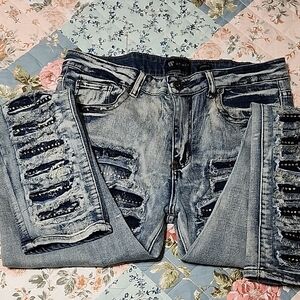 Aime Leon Dore Distressed Blue Boyfriend Jeans